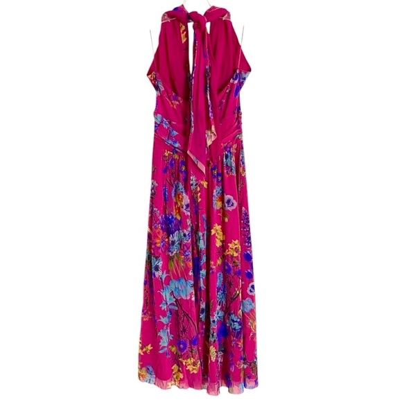 Fuzzi Abito Halter Midi Dress Halter in Hot Pink Floral Size Medium - Picture 6 of 9
